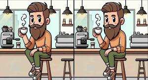 Pouvez-vous trouver les 3 différences entre les images d’un homme qui boit un café en 15 secondes ?